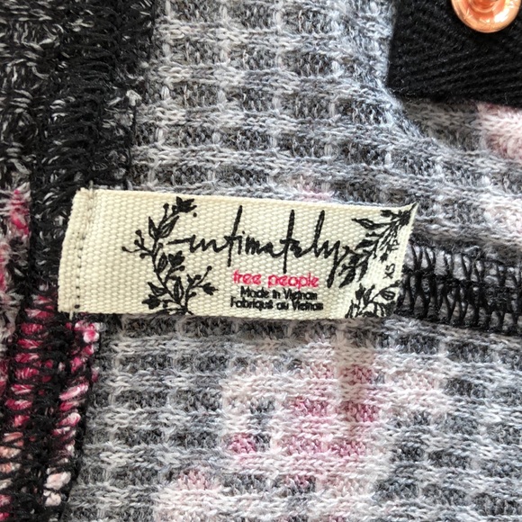 NWT Free People Intimately One of the Girls Printed Henley Top in Black Combo - Picture 9 of 11